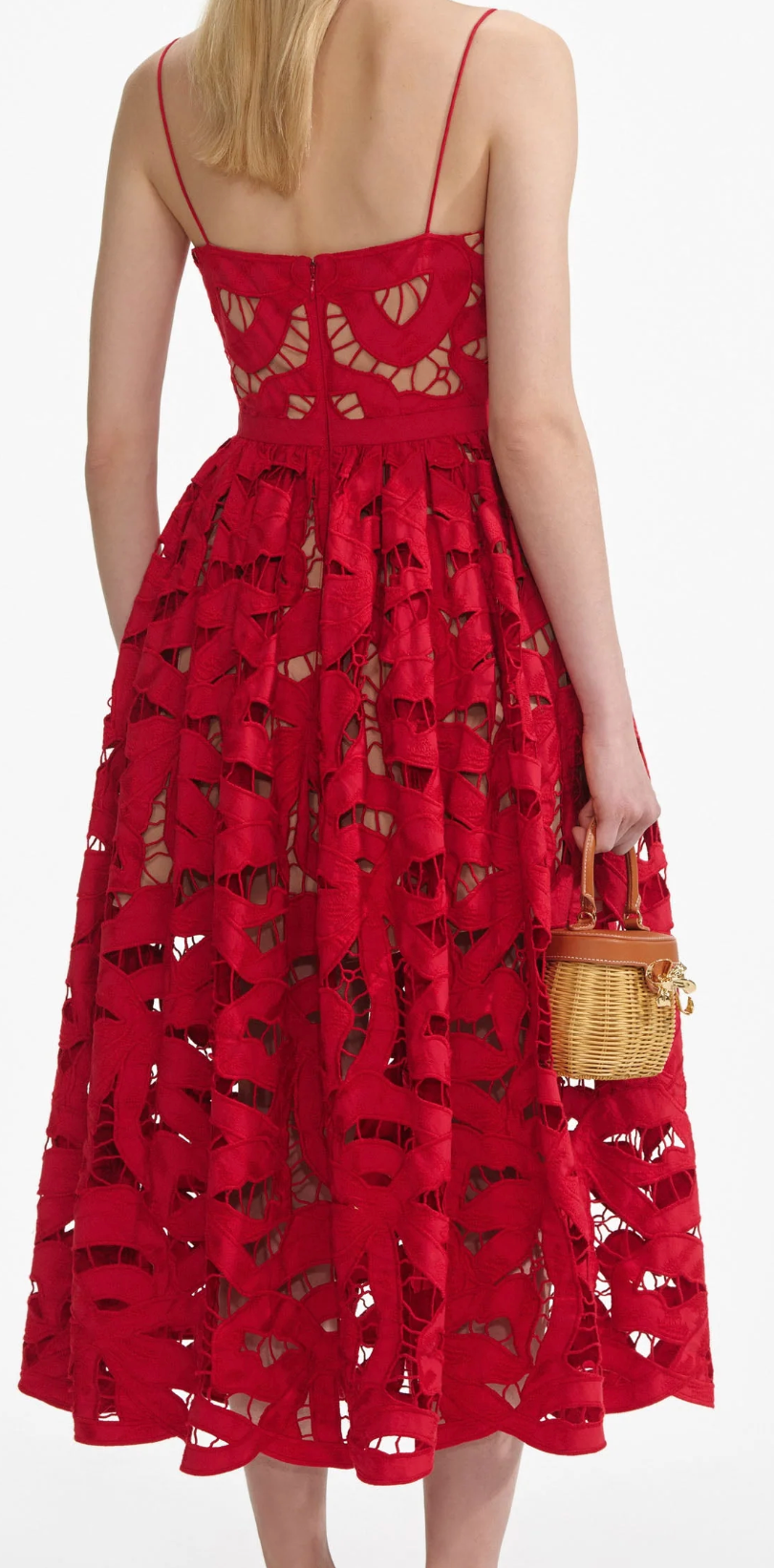 Red Bow Embroidered Midi Dress  Village Tailor