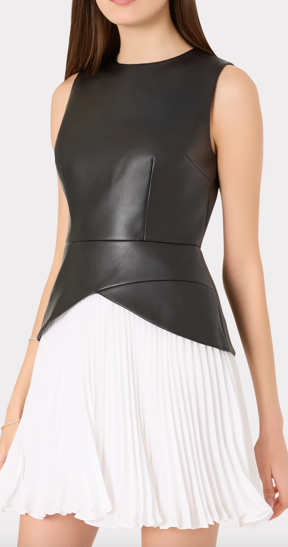 open lace back dress Haddy Leather Pleated Combo Mini Dress – Village Tailor