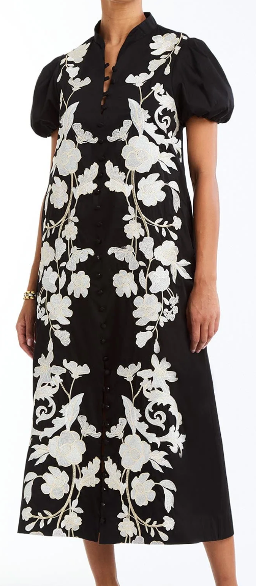 mestiza elliana barong midi dress Elliana Embroidered Floral Barong Midi Dress