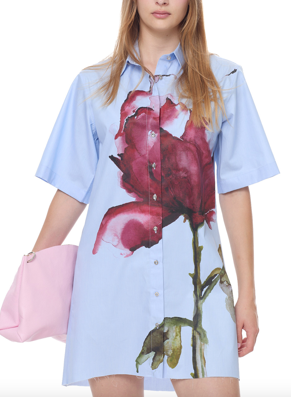 printed mini shirt dress Watercolor Flower Printed Mini Shirt Dress – Village Tailor