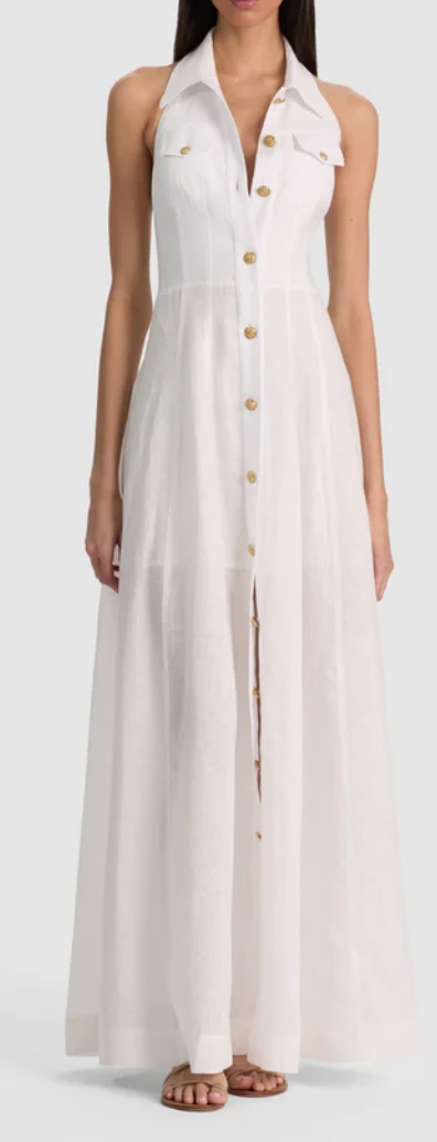 Kendall Halter Button Down Maxi Dress Village Tailor Kendall Halter Button Down Maxi Dress Village Tailor