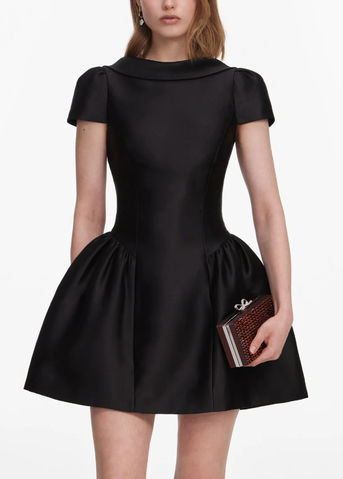 taffeta mini dress Black Collared – Village Tailor Back zip closure Color::#5-Amethyst Zimmermann Bohemian Western Wedding Dresses