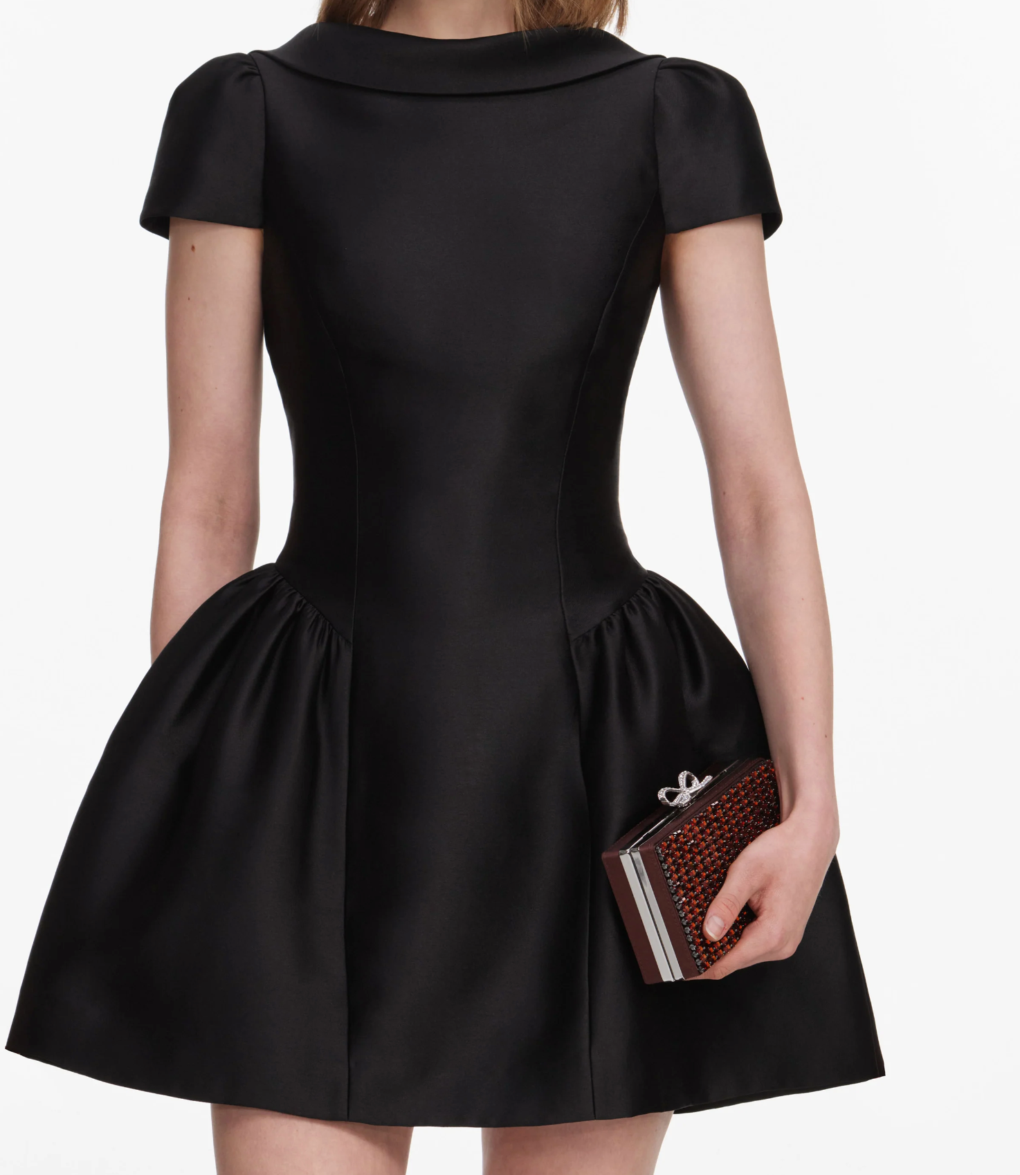 walta mini dress black Taffeta Collared – Village Tailor Gvmn ch Slit Skirt Bridal Design Women's Knit Crepe Sheath Color:BLUE CANOPY Boat neckline