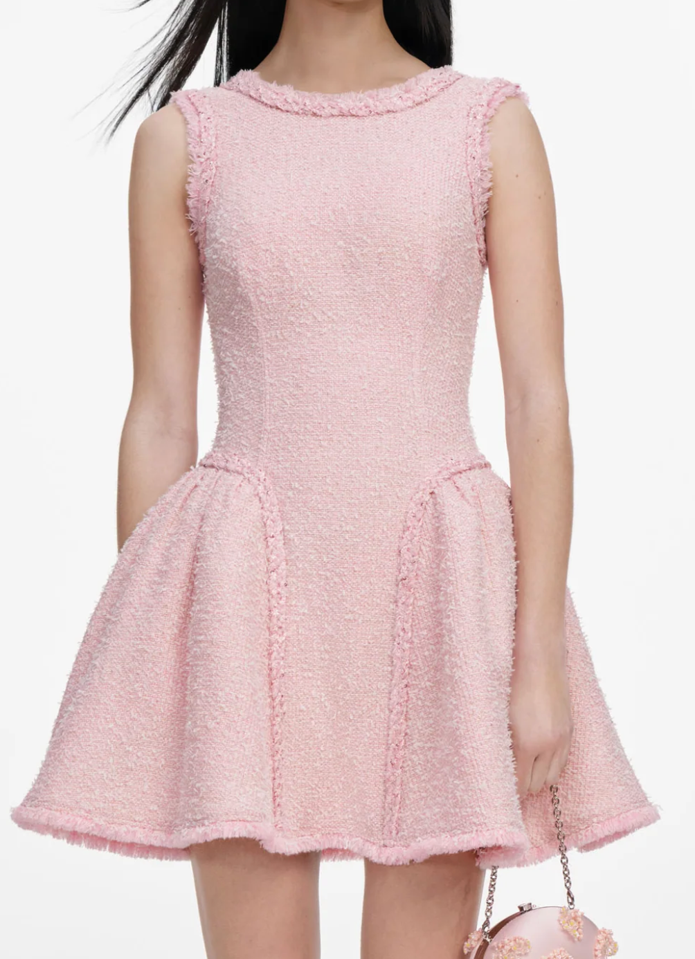 Pink Boucle Sleeveless Mini Dress – Village Tailor