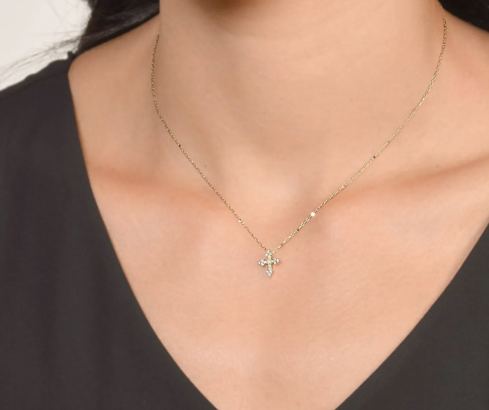 Provence Champagne Tiny Cross Necklace