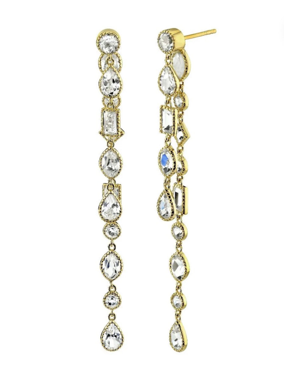 WHITE TOPAZ MIX SHAPE DOUBLE
DROP EARRINGS