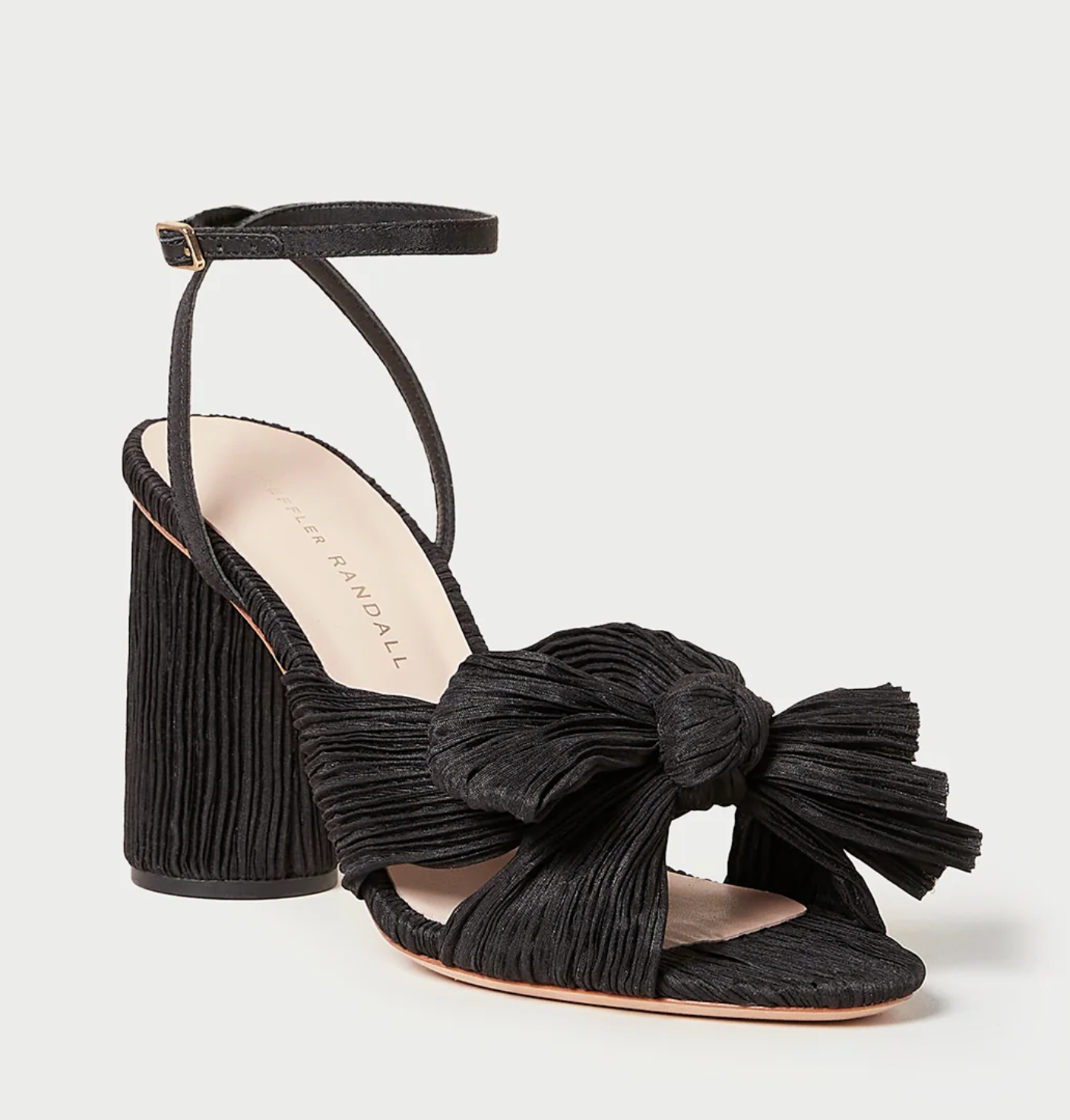 Camellia Pleated Bow Heel with Ankle Strap