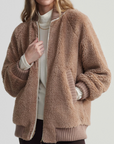 Ella Long Line Sherpa Bomber - Chanterelle