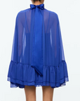 Zenon Tie Neck Cape Mini Dress