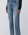 Amelia  High Rise Pearl Embellished Denim