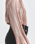 Claira Pleated Foil Blouse