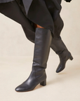 Gia Tall Mid-Heel Boot with Almond Toe