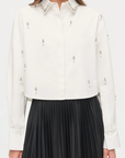 Renata Embellished Cropped Button Down Shirt