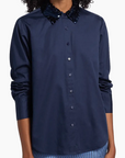 Alina Sequin Collar Cotton Sateen Shirt