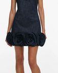 Indigo Denim 3D Flower Mini Dress