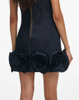 Indigo Denim 3D Flower Mini Dress