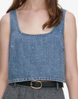 Rhinestone Denim Crop Top