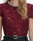 Lace Crystal Trim Top