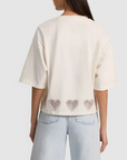 Evan Oversized Cropped Tee w/ Crystal Heart Cutouts
