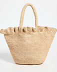 Cyrus Raffia Woven Tote with Ruffle