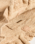 Cyrus Raffia Woven Tote with Ruffle