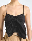 Shira Poplin Double Tie Front Top
