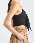 Shira Poplin Double Tie Front Top