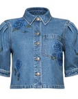 Heatset Roses Denim Halsie Top