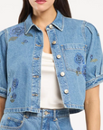 Heatset Roses Denim Halsie Top