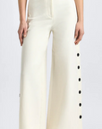 Tova Stretch Cotton Wide Leg Button Trouser