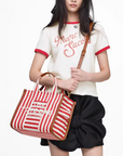 Stripe Canvas Medium Tote Bag