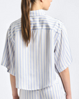 Ember Striped Satin Twill Cropped Button Down