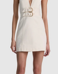 Solana Buckle Denim Halter Mini Dress