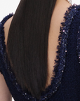 Navy Boucle Midi Dress