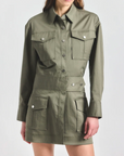 Brady Stretch Cotton Twill Long Sleeve Utility Dress