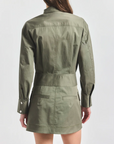Brady Stretch Cotton Twill Long Sleeve Utility Dress