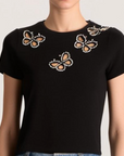 Cindy Embellished Cutout Tee
