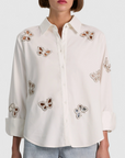 Finely Embellished Cutout Button Down