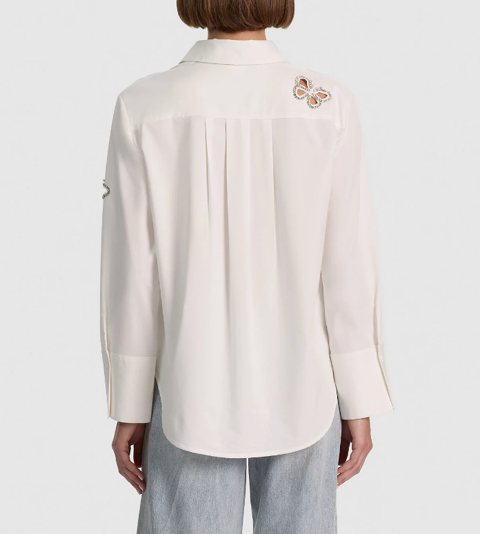 Finely Embellished Cutout Button Down