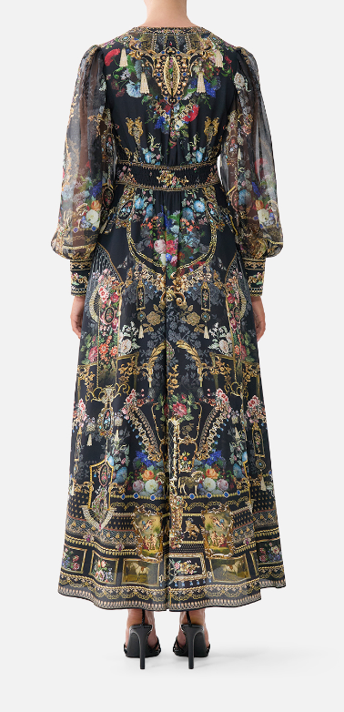 Shaped Waistband Dress with Gathered Sleeves