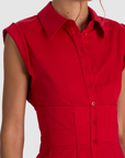 Kim Paneled Corset Flared Mini Shirt Dress