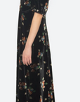 Leda Velvet Puff Sleeve Midi Dress