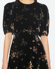 Leda Velvet Puff Sleeve Midi Dress