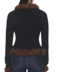Black Faux Fur Knit Cardigan