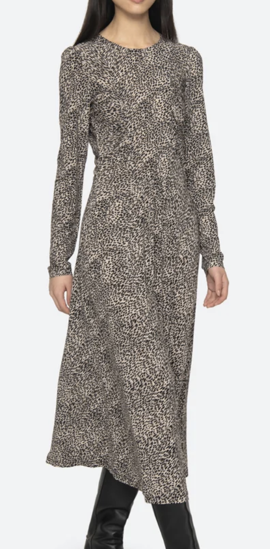 Charlize Print Long Sleeve Crew Dress