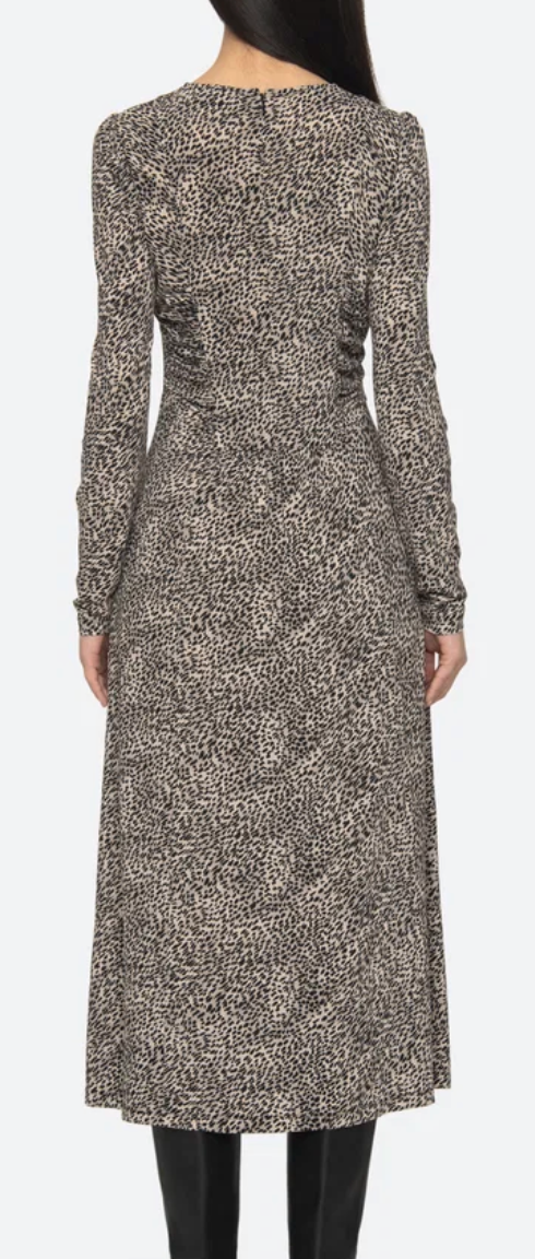 Charlize Print Long Sleeve Crew Dress