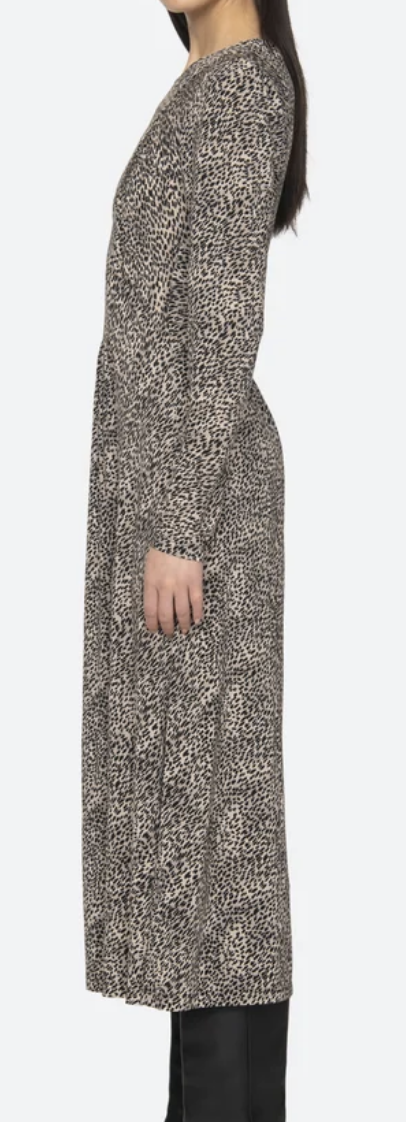 Charlize Print Long Sleeve Crew Dress