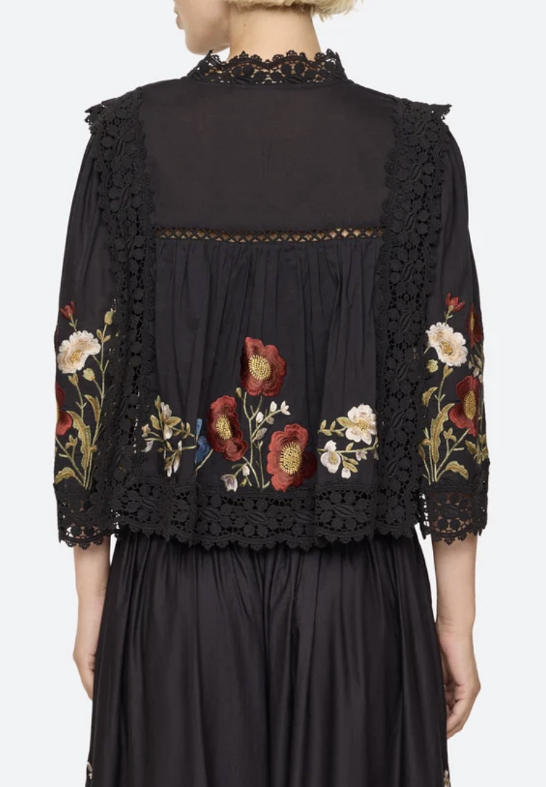Ruwa Embroidered V-Neck Top