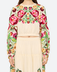 Wilhelmina Embroidered Long Sleeve Top