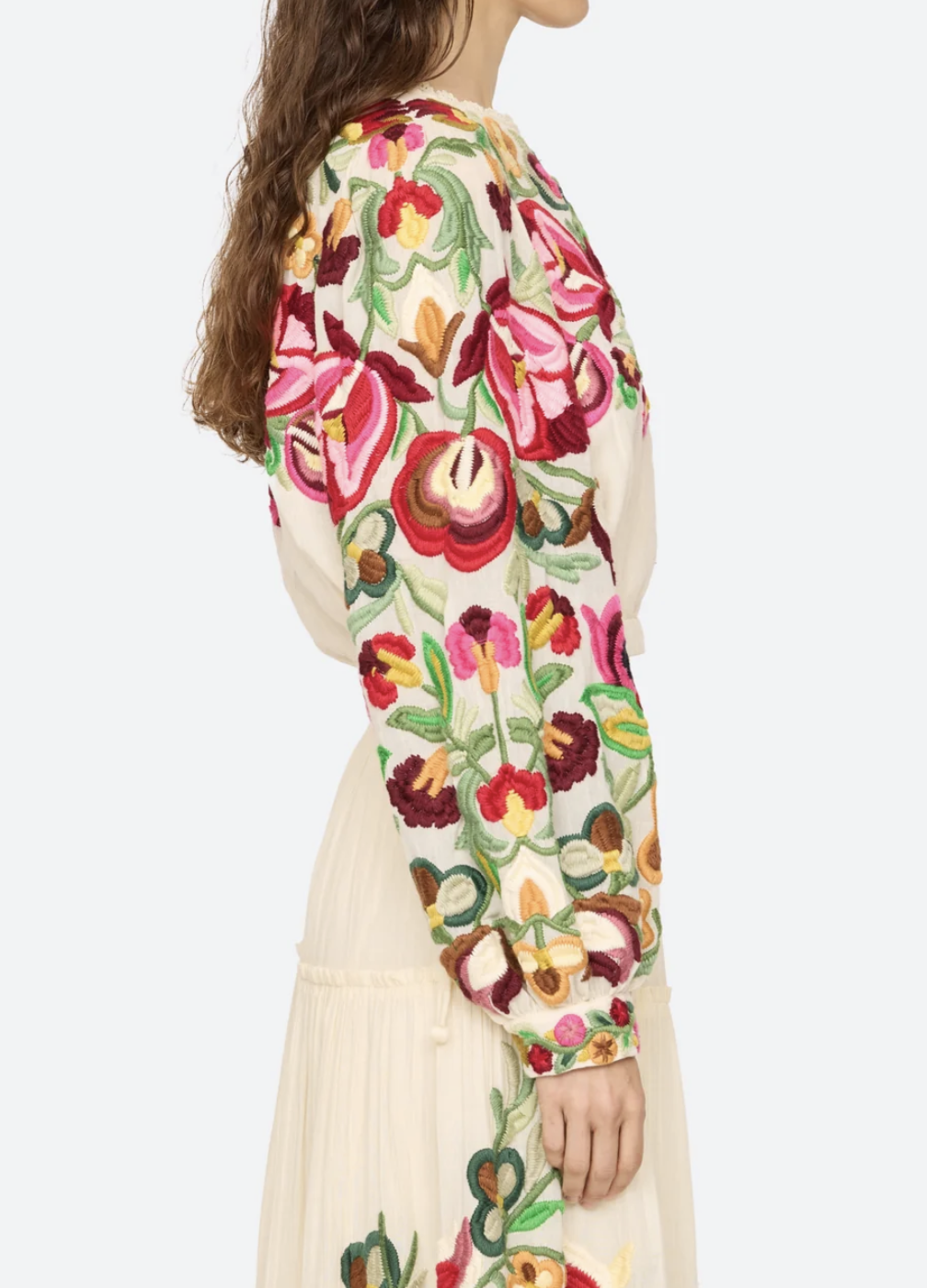 Wilhelmina Embroidered Long Sleeve Top